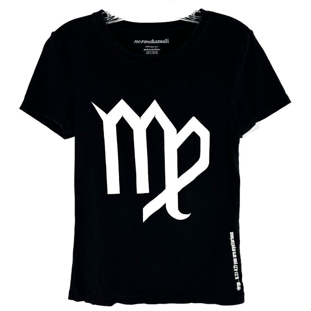 Norma Kamali Black & White VIRGO Astrology Symbol T-Shirt Size Medium